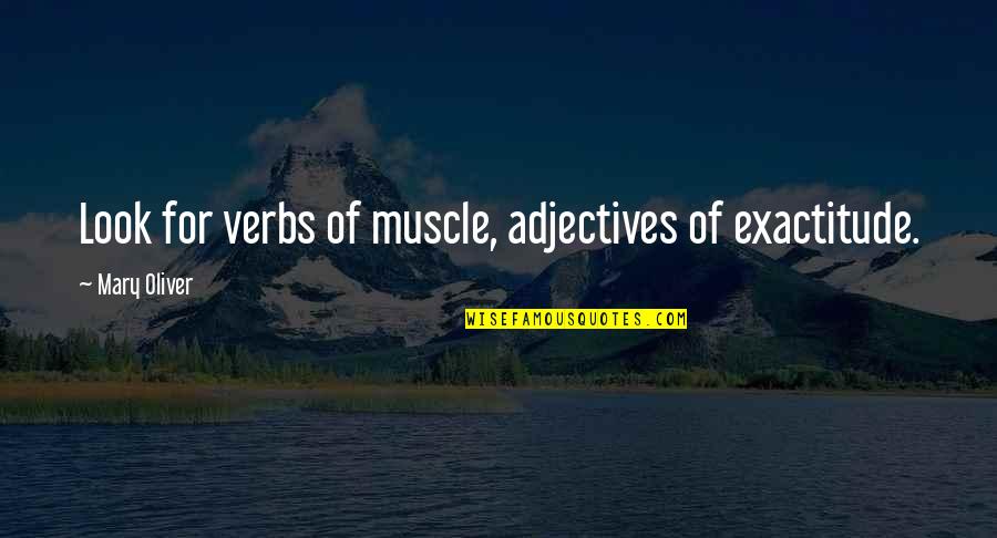 Irrompibles Quotes By Mary Oliver: Look for verbs of muscle, adjectives of exactitude.