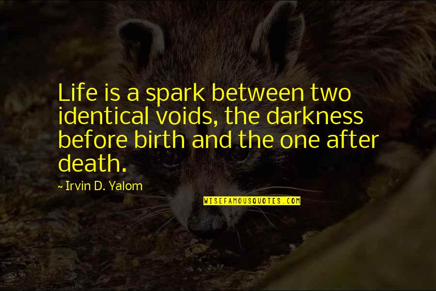 Irvin Yalom Quotes By Irvin D. Yalom: Life is a spark between two identical voids,
