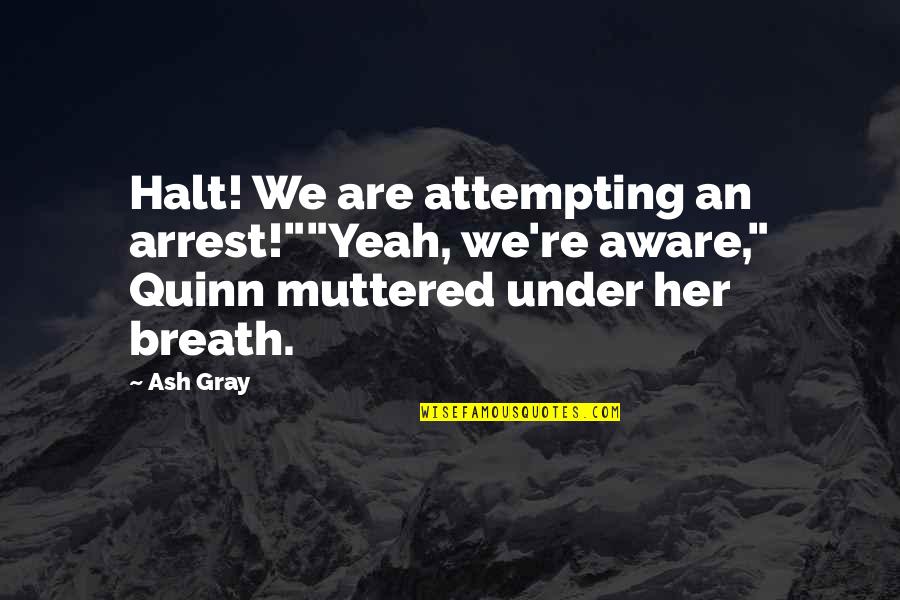 Irving Fiske Quotes By Ash Gray: Halt! We are attempting an arrest!""Yeah, we're aware,"