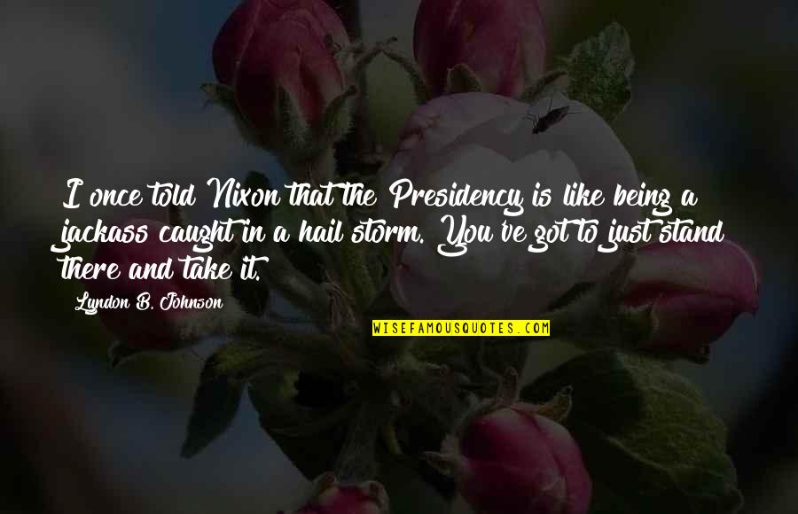 Is Hail Quotes By Lyndon B. Johnson: I once told Nixon that the Presidency is