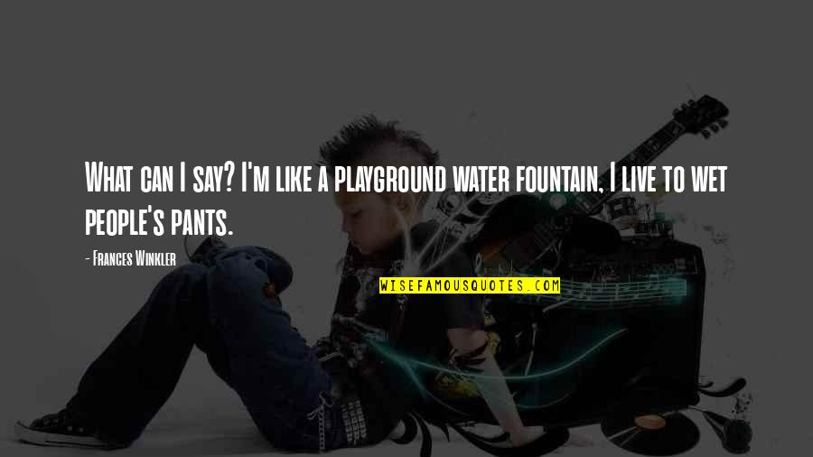 Is Water Wet Quotes By Frances Winkler: What can I say? I'm like a playground