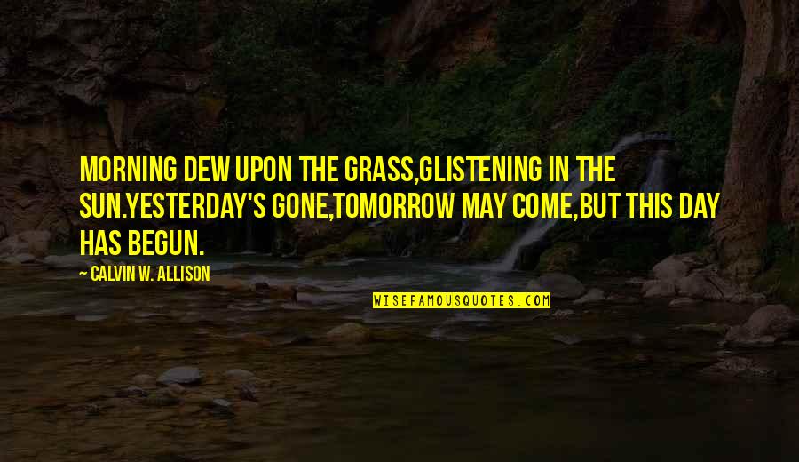 It Has Just Begun Quotes By Calvin W. Allison: Morning dew upon the grass,glistening in the sun.Yesterday's