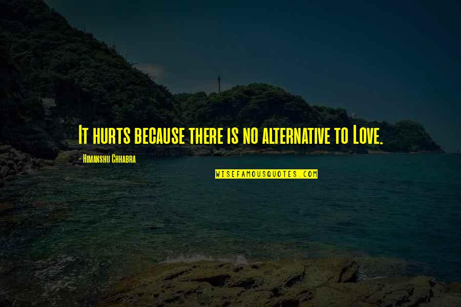 It Hurts Now Quotes By Himanshu Chhabra: It hurts because there is no alternative to
