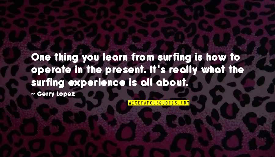 It S All About You Quotes By Gerry Lopez: One thing you learn from surfing is how