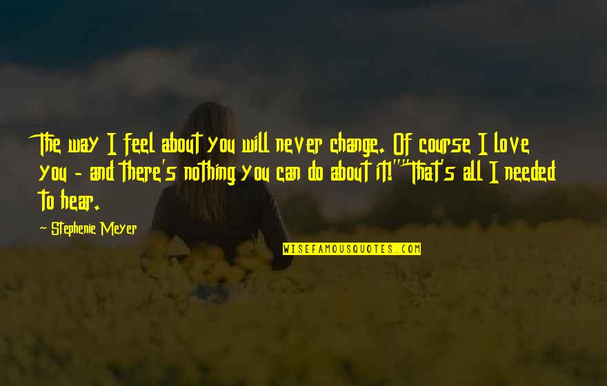 It Will Never Change Quotes By Stephenie Meyer: The way I feel about you will never