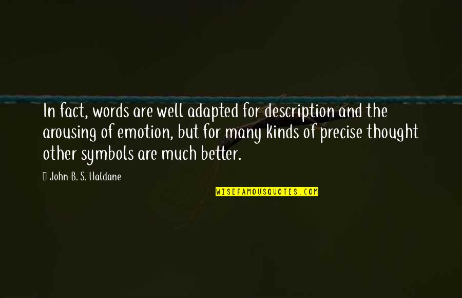 J Haldane Quotes By John B. S. Haldane: In fact, words are well adapted for description