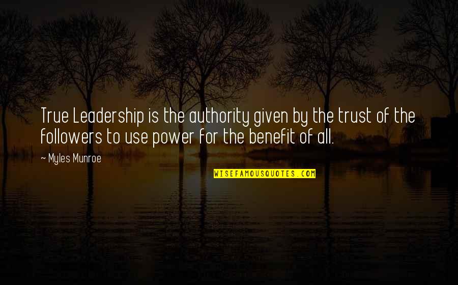 J Zsef Barsi Quotes By Myles Munroe: True Leadership is the authority given by the