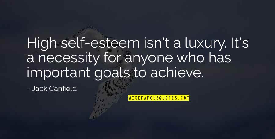 Jack Important Quotes By Jack Canfield: High self-esteem isn't a luxury. It's a necessity