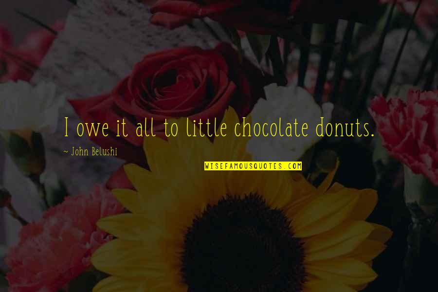 Jadoo Quotes By John Belushi: I owe it all to little chocolate donuts.