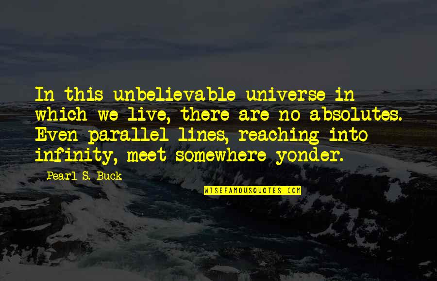 Jammed Wrist Quotes By Pearl S. Buck: In this unbelievable universe in which we live,