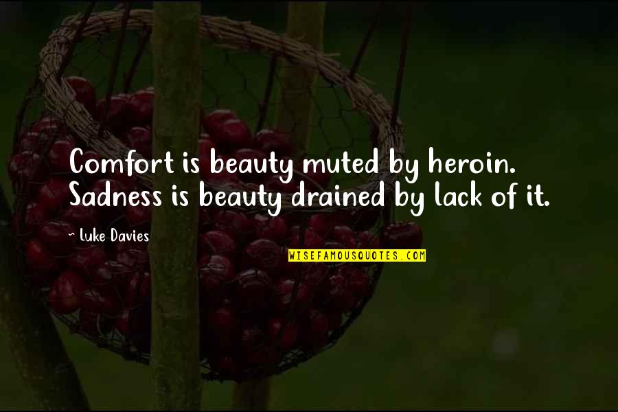 Janko Hospitality Quotes By Luke Davies: Comfort is beauty muted by heroin. Sadness is