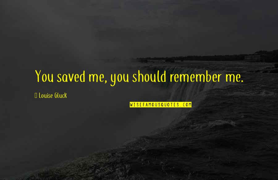 Jeanty Henry Quotes By Louise Gluck: You saved me, you should remember me.