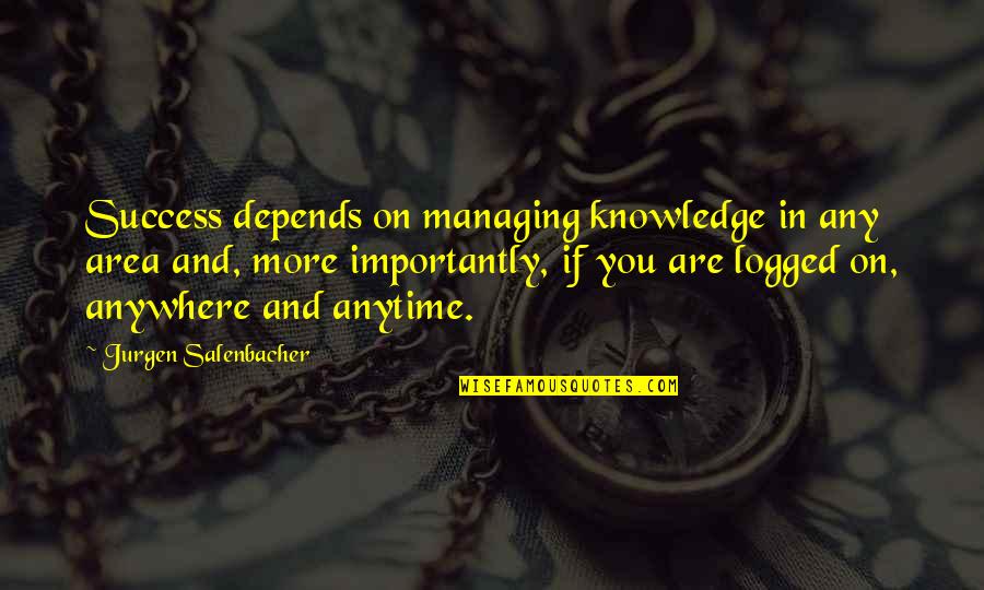 Jigging Fishing Quotes By Jurgen Salenbacher: Success depends on managing knowledge in any area