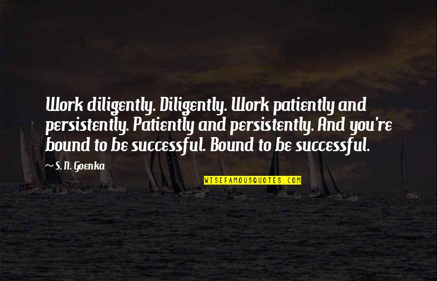 Jigging Fishing Quotes By S. N. Goenka: Work diligently. Diligently. Work patiently and persistently. Patiently