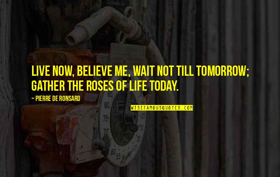 Job Aspiration Quotes By Pierre De Ronsard: Live now, believe me, wait not till tomorrow;