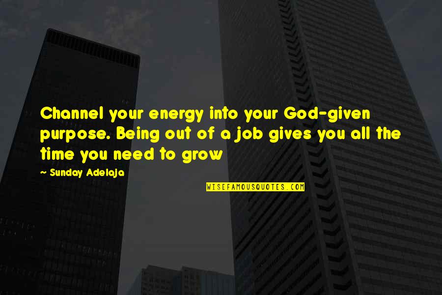 Job Growth Quotes By Sunday Adelaja: Channel your energy into your God-given purpose. Being