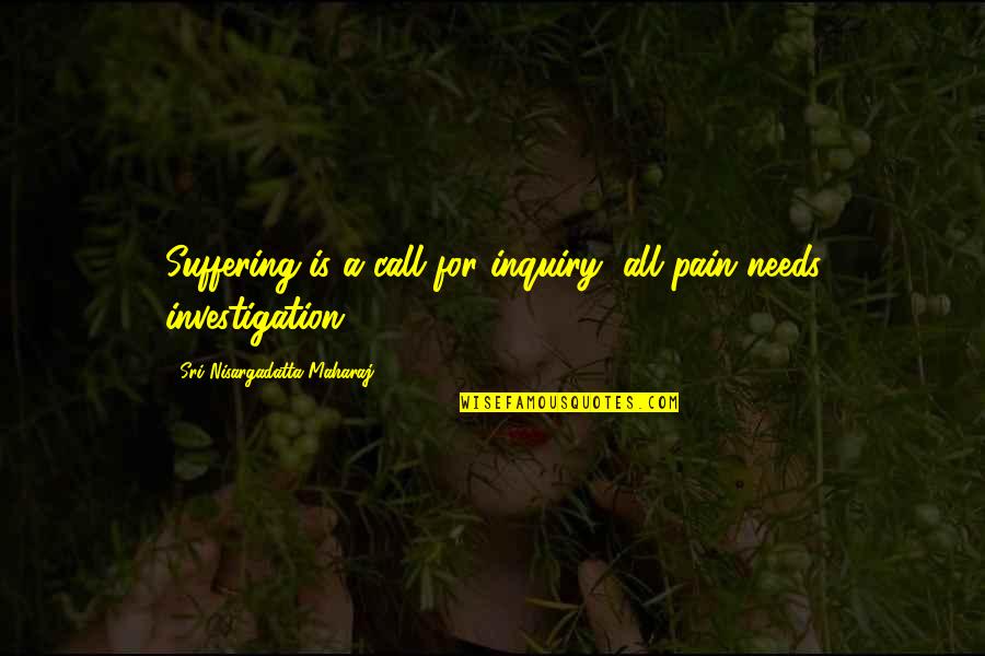 Joe Clarke Quotes By Sri Nisargadatta Maharaj: Suffering is a call for inquiry, all pain