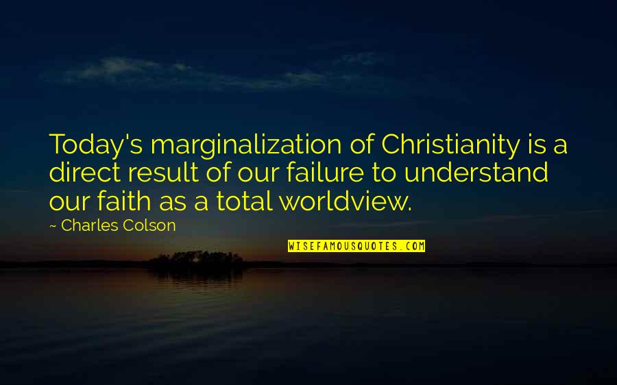 Joe Kapp Quotes By Charles Colson: Today's marginalization of Christianity is a direct result