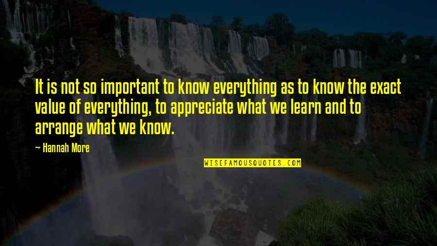 Joe Kapp Quotes By Hannah More: It is not so important to know everything