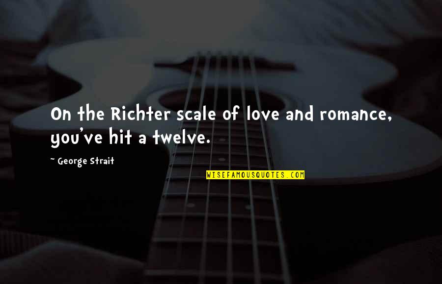 Joellas Menu Quotes By George Strait: On the Richter scale of love and romance,