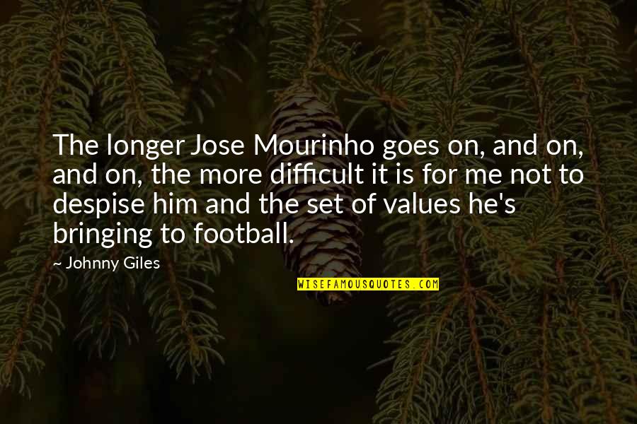 Jose Mourinho Quotes By Johnny Giles: The longer Jose Mourinho goes on, and on,