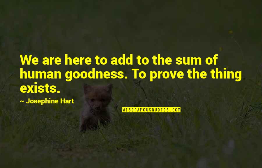 Josephine Hart Quotes By Josephine Hart: We are here to add to the sum