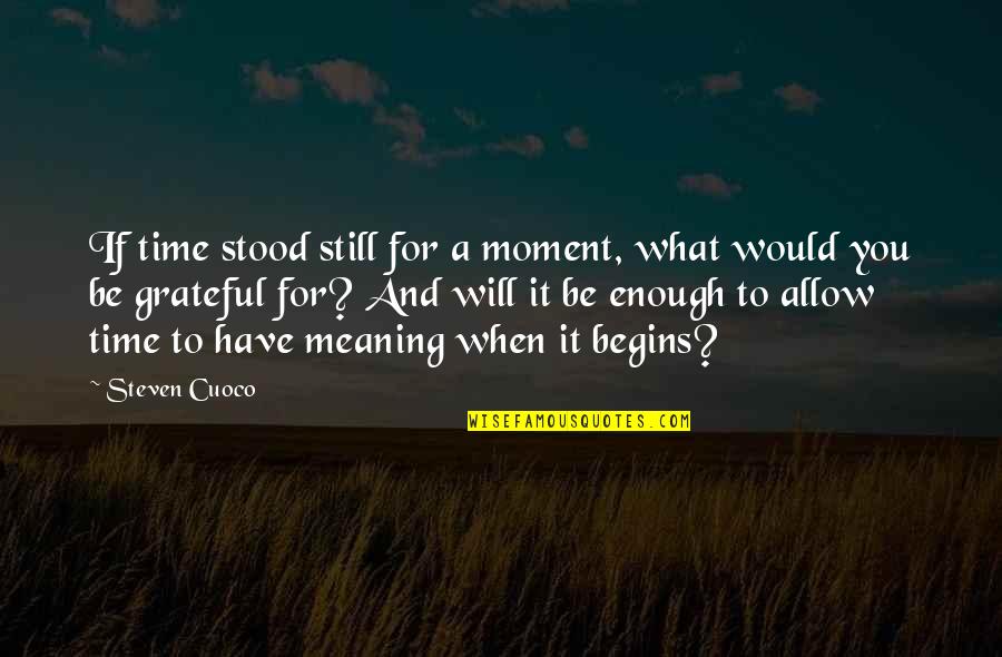 Journey And Quotes By Steven Cuoco: If time stood still for a moment, what