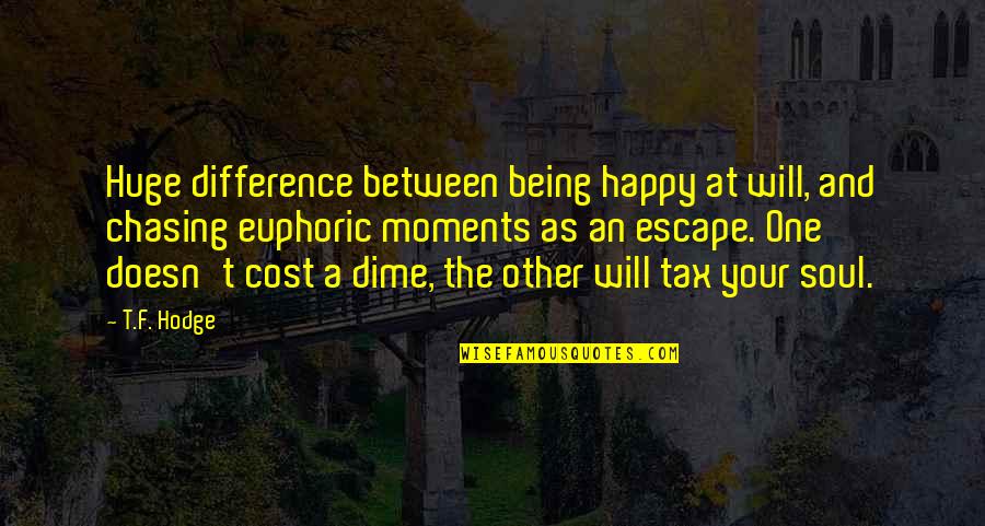 Joy Freedom Quotes By T.F. Hodge: Huge difference between being happy at will, and