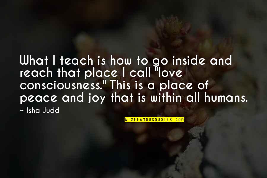 Joy Love Peace Quotes By Isha Judd: What I teach is how to go inside