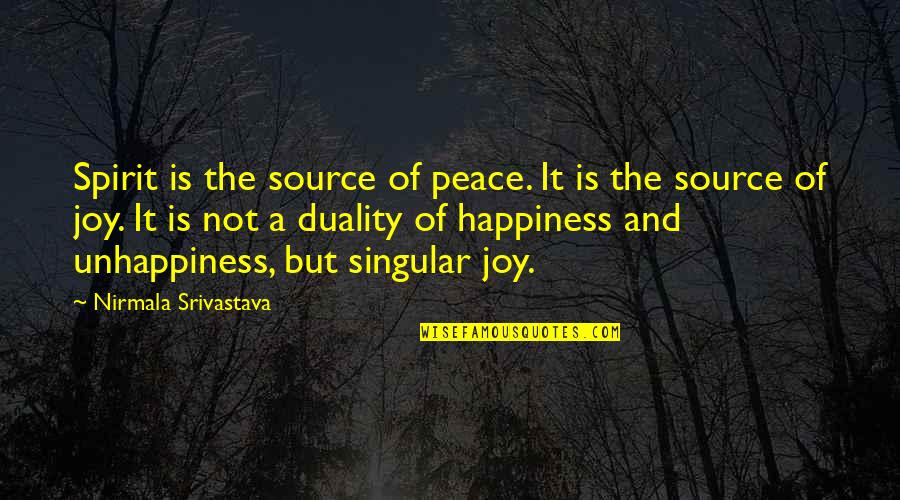 Joy Love Peace Quotes By Nirmala Srivastava: Spirit is the source of peace. It is