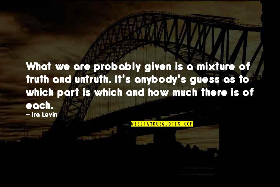 Judging Other Parents Quotes By Ira Levin: What we are probably given is a mixture