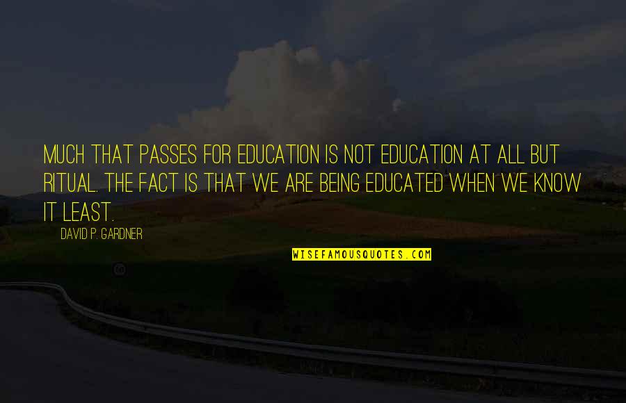 Juguete De Minecraft Quotes By David P. Gardner: Much that passes for education is not education