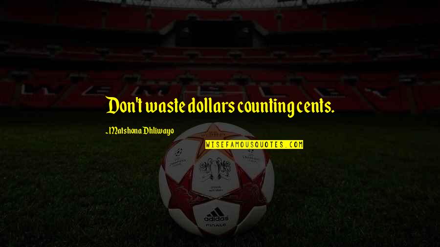 Just Another Random Quote Quotes By Matshona Dhliwayo: Don't waste dollars counting cents.