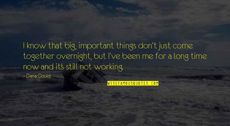 Just For Now Quotes By Dana Gould: I know that big, important things don't just