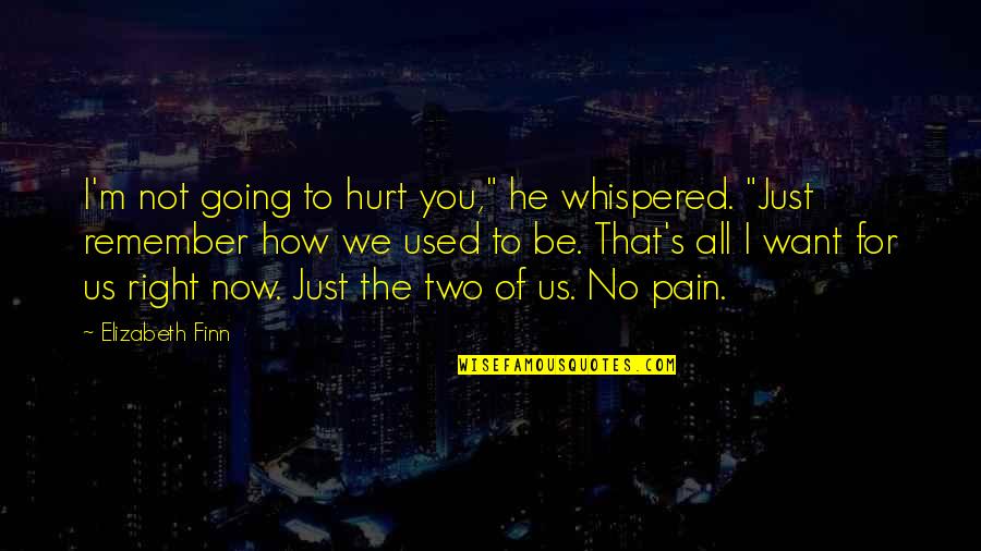 Just For Now Quotes By Elizabeth Finn: I'm not going to hurt you," he whispered.