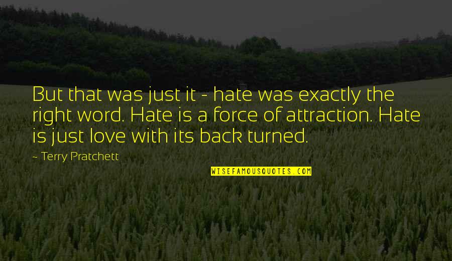 Just Right Love Quotes By Terry Pratchett: But that was just it - hate was