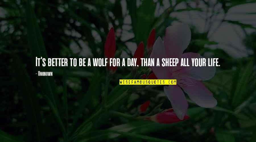 Kalberer Restaurant Quotes By Unknown: It's better to be a wolf for a