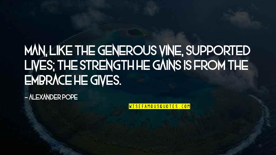 Kamide Quotes By Alexander Pope: Man, like the generous vine, supported lives; the