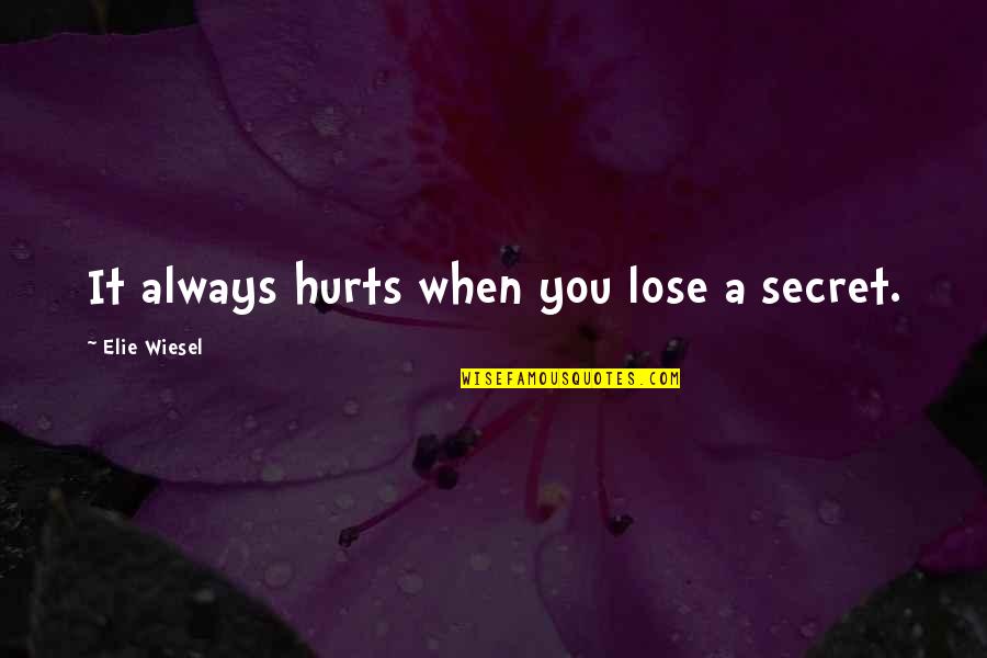 Karako An Boz Ati Karakolu Quotes By Elie Wiesel: It always hurts when you lose a secret.