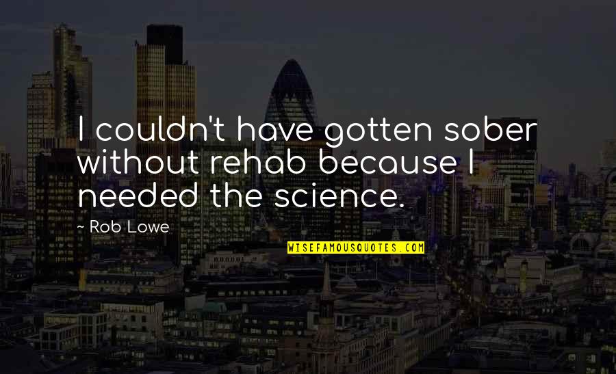 Karlekar Instruments Quotes By Rob Lowe: I couldn't have gotten sober without rehab because