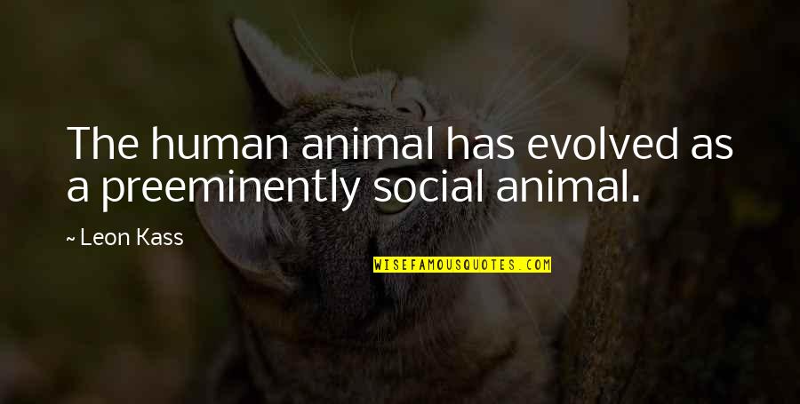 Kass Quotes By Leon Kass: The human animal has evolved as a preeminently