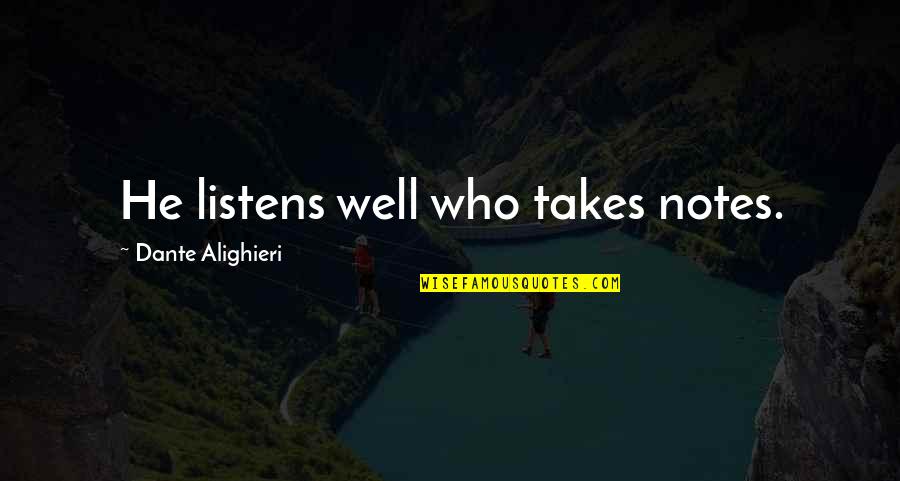 Keenness Synonym Quotes By Dante Alighieri: He listens well who takes notes.