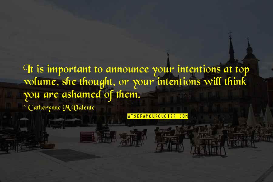 Kereluk Cynthia Quotes By Catherynne M Valente: It is important to announce your intentions at