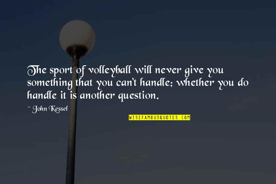 Kessel Quotes By John Kessel: The sport of volleyball will never give you