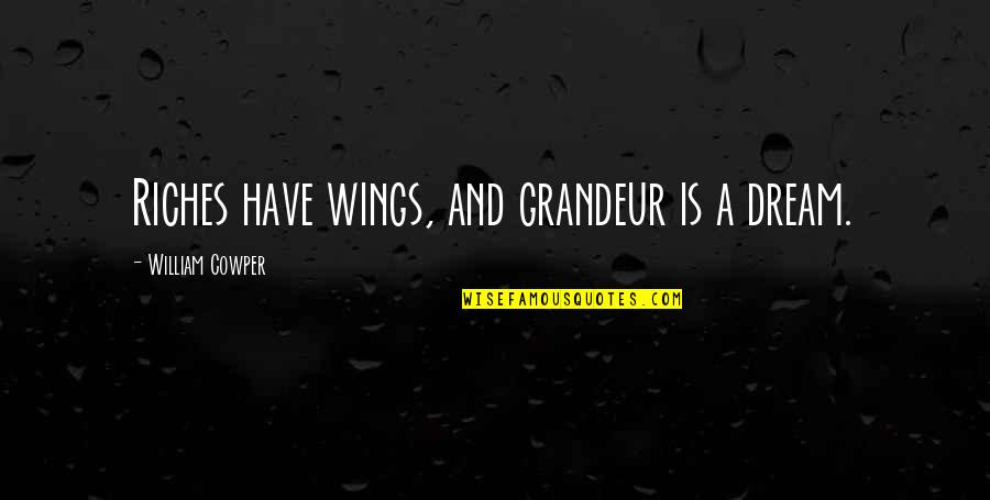 Khatereh Nabavi Quotes By William Cowper: Riches have wings, and grandeur is a dream.