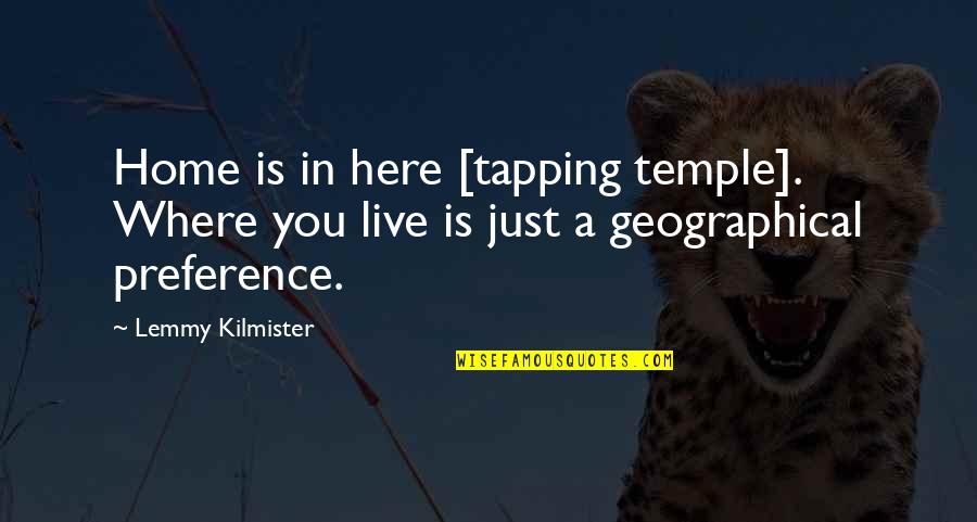 Khwarizmshah Quotes By Lemmy Kilmister: Home is in here [tapping temple]. Where you