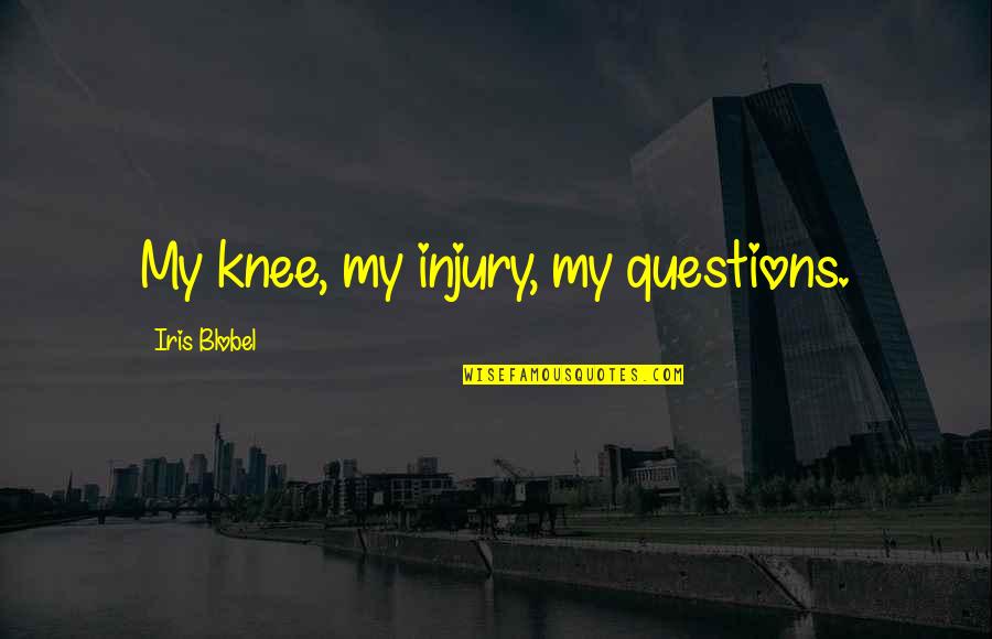 Killing Spiders Quotes By Iris Blobel: My knee, my injury, my questions.