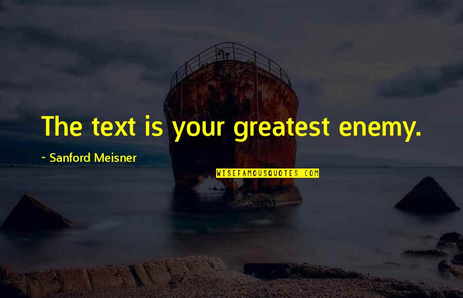 Kinnard Heating Quotes By Sanford Meisner: The text is your greatest enemy.