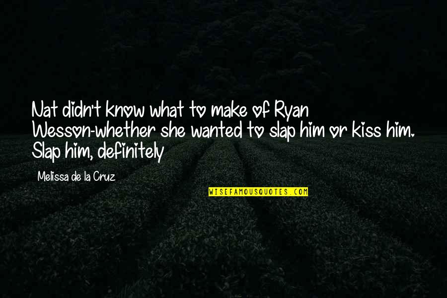 Kiss Of Love Quotes By Melissa De La Cruz: Nat didn't know what to make of Ryan