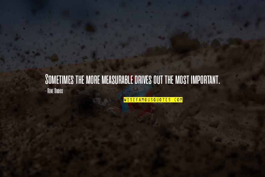 Klicks Photography Quotes By Rene Dubos: Sometimes the more measurable drives out the most